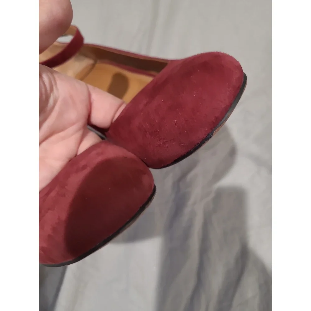 Abbington Burgundy Suede Franco Sarto Pump Women's SZ 10M ankle strap block heel